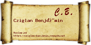 Cziglan Benjámin névjegykártya